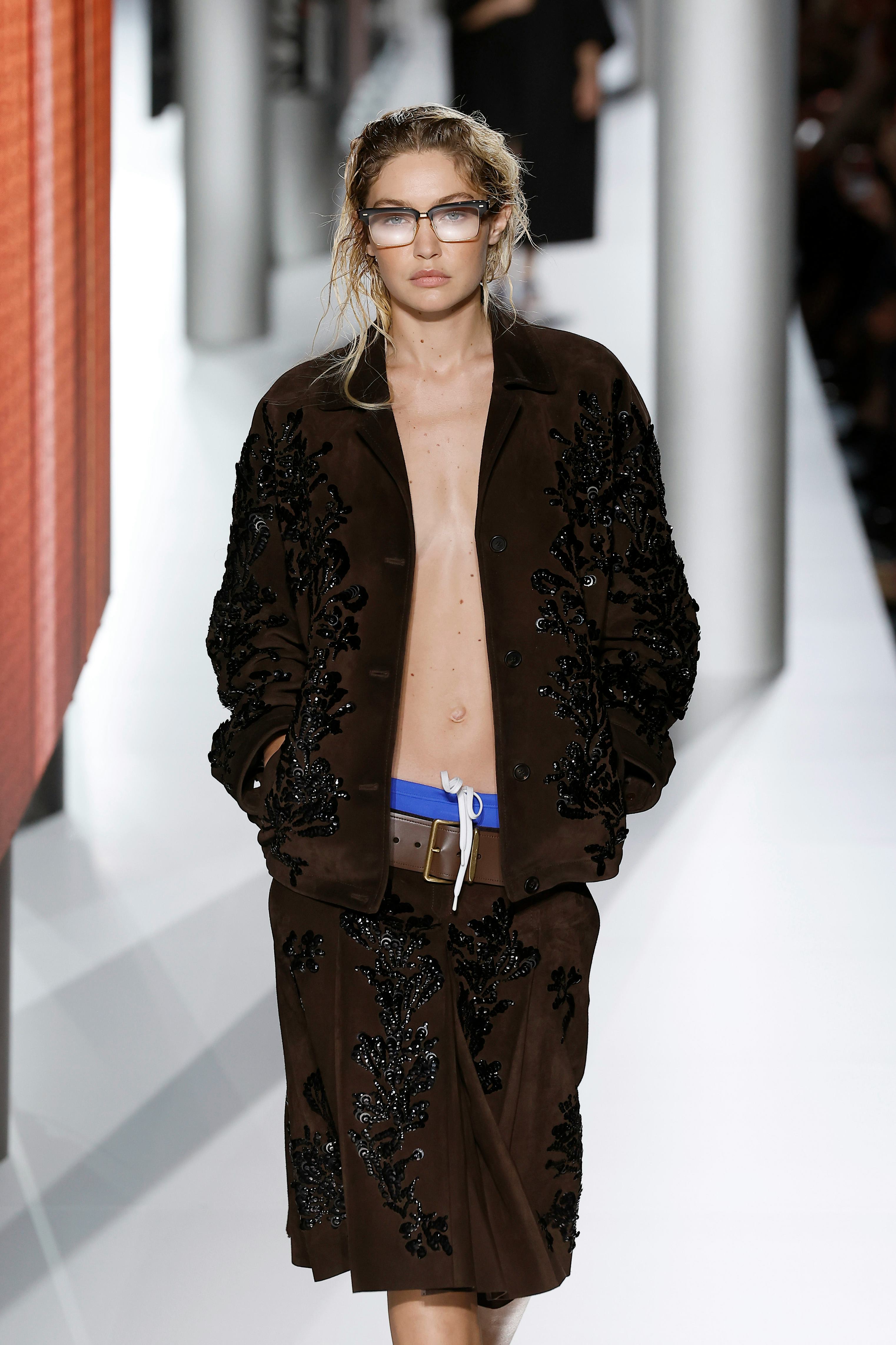 Gigi Hadid at Miu Miu&rsquo;s Spring/Summer 2024 show during Paris Fashion Week on October 3, 2023.