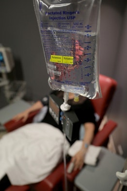 An Illinois patient receives an IV Ketamine treatment in March 2018. The Colorado Department of Publ...