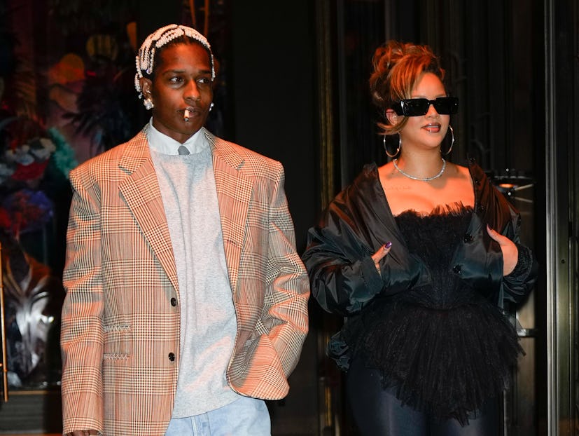 ASAP Rocky and Rihanna are seen at Carbone to celebrate ASAP Rocky's birthday on October 04, 2023. 