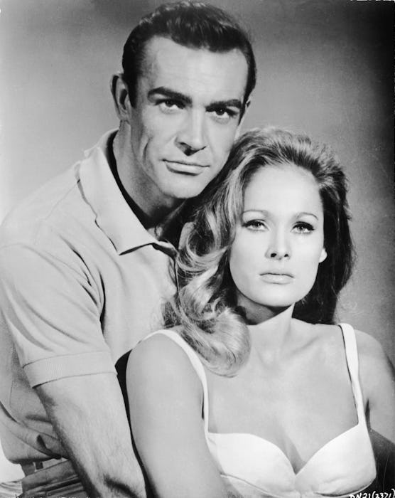 Scottish actor Sean Connery, as fictional secret agent James Bond, and Swiss actress Ursula Andress ...