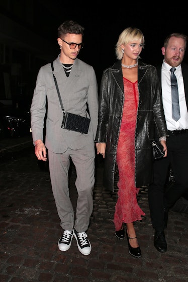 Romeo Beckham (L) and Mia Regan are seen attending an after party for The Fashion Awards 2022 at Chi...