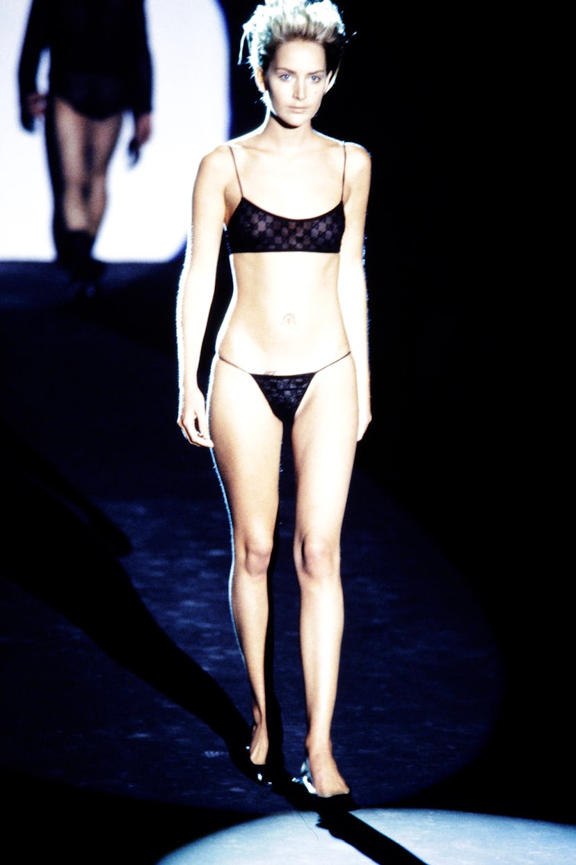 Model Georgina Grenville at Gucci’s Spring 1997 show.
