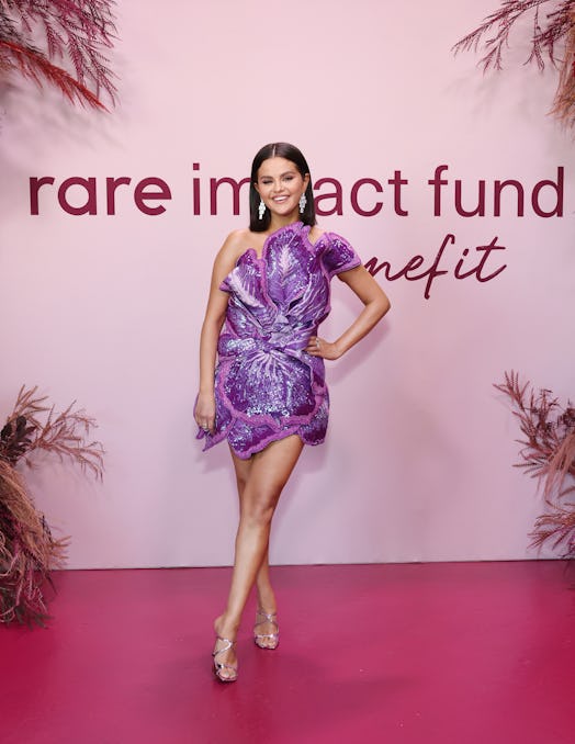 Selena Gomez's blunt bob haircut at the Inaugural Rare Impact Fund Benefit on October 04, 2023.