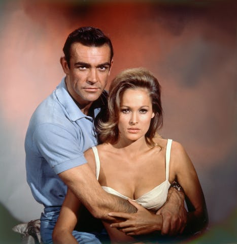 Scottish actor Sean Connery and Swiss actress Ursula Andress on the set of Dr. No, based on the nove...
