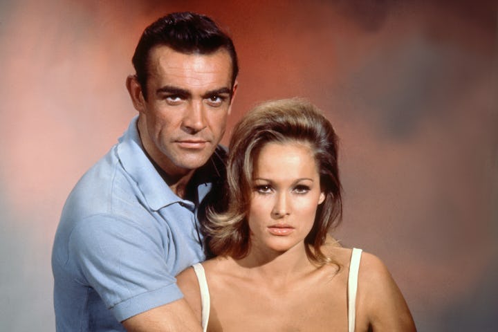 Scottish actor Sean Connery and Swiss actress Ursula Andress on the set of Dr. No, based on the nove...