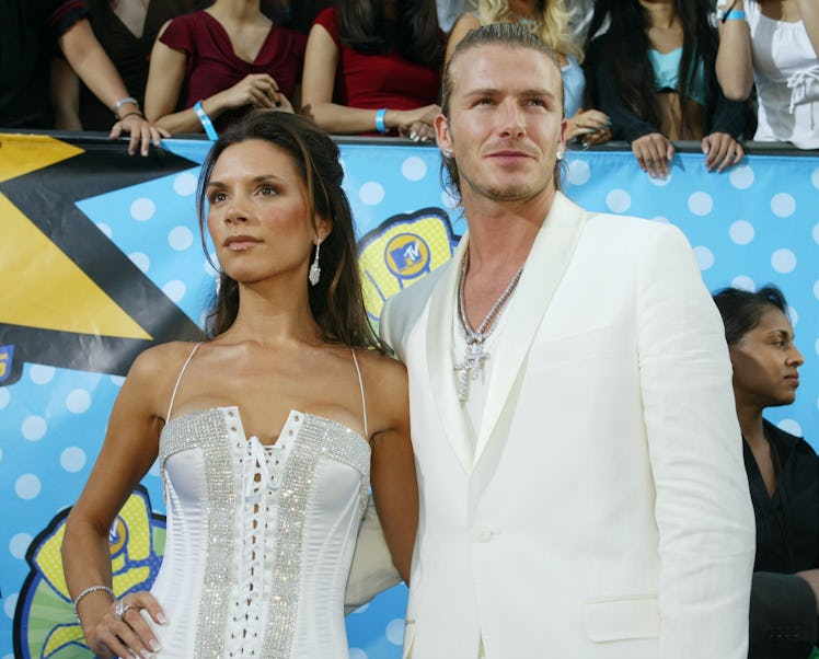 LOS ANGELES - MAY 31: Victoria and David Beckham attend The 2003 MTV Movie Awards held at the Shrin...
