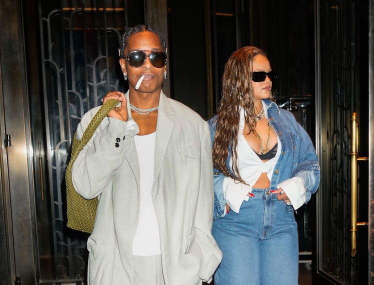 ASAP Rocky and Rihanna are seen on October 07, 2023 in New York City.