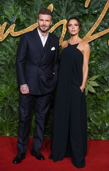 David Beckham and Victoria Beckham arrive at The Fashion Awards 2018 In Partnership With Swarovski a...