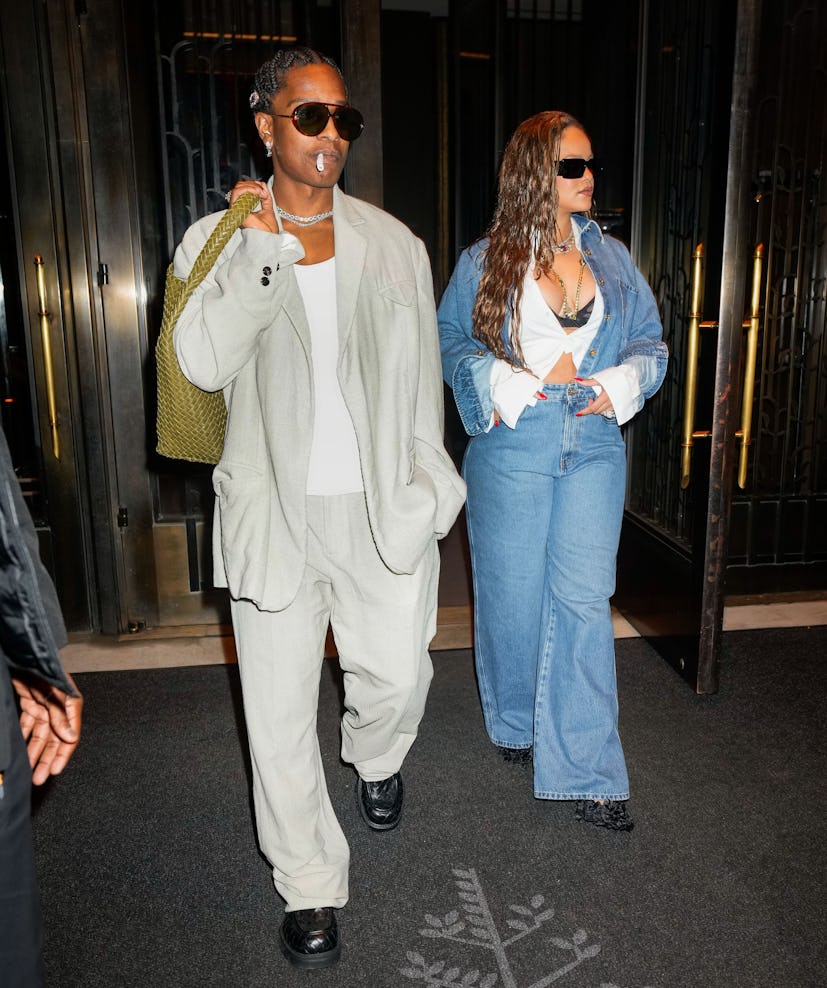 NEW YORK, NEW YORK - OCTOBER 07: ASAP Rocky and Rihanna are seen on October 07, 2023 in New York Cit...
