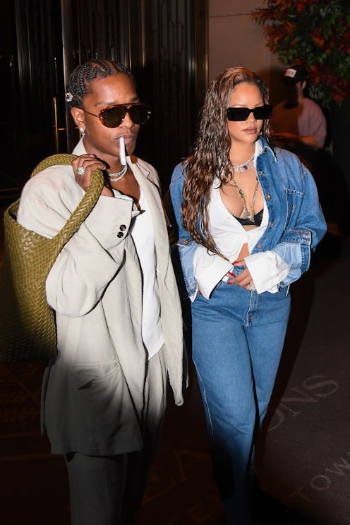NEW YORK, NEW YORK - OCTOBER 06: ASAP Rocky and Rihanna step out to celebrate ASAP's birthday on Oct...