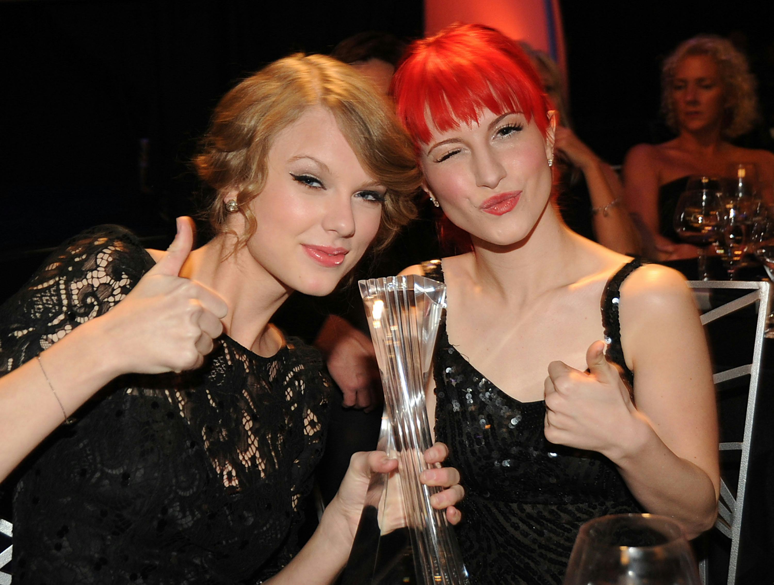 Taylor Swift and Hayley Williams of Paramore, who&rsquo;ll open for European leg of the Eras Tour.