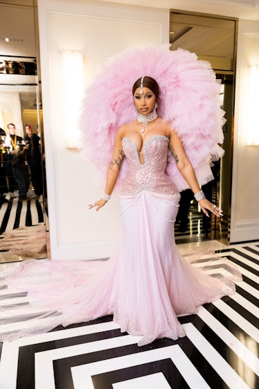 Cardi B at The Mark Hotel before the 2023 Met Gala: Karl Lagerfeld: A Line of Beauty 