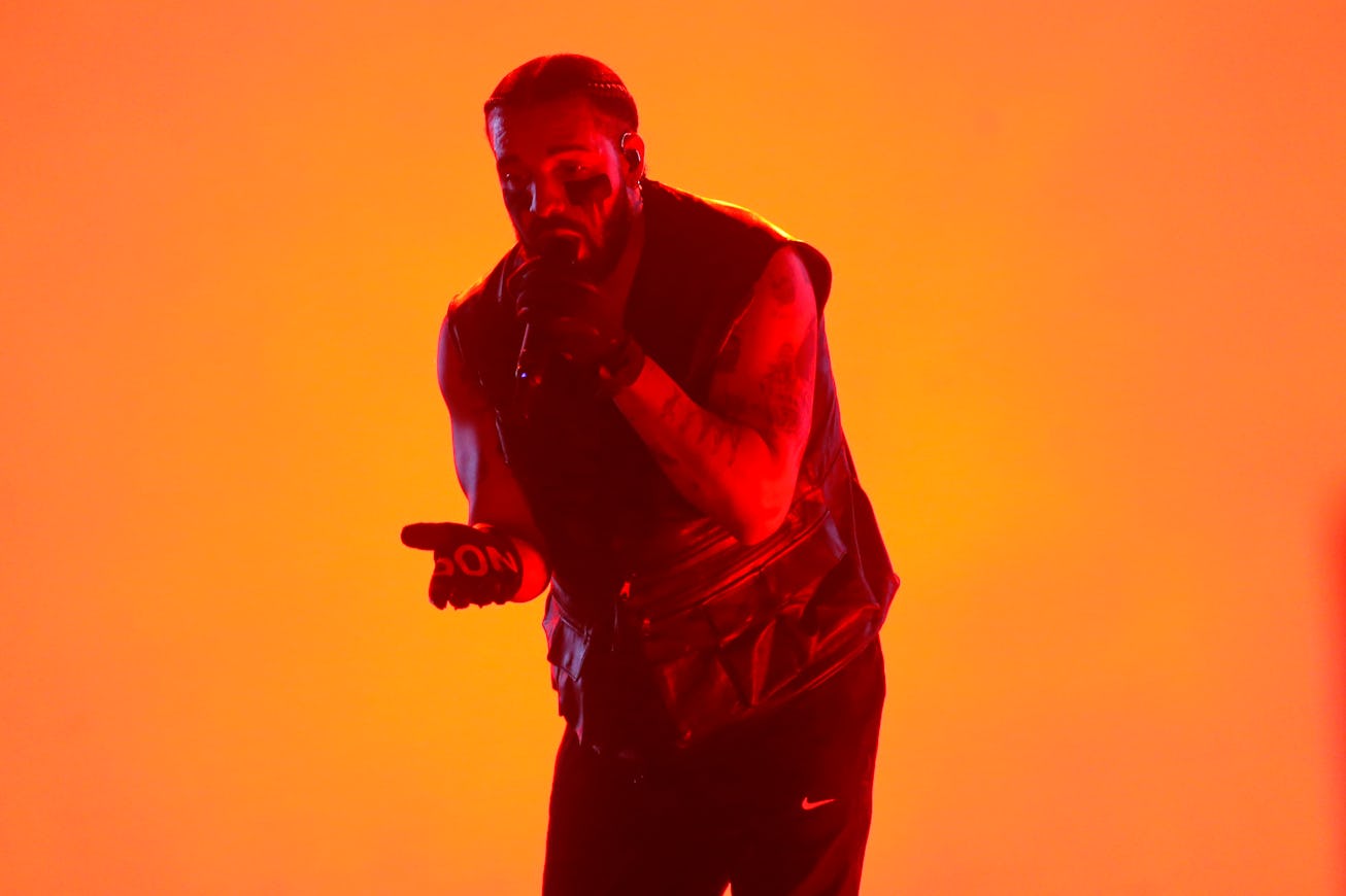 SANTIAGO, CHILE - MARCH 18: Drake performs during day two of Lollapalooza Chile 2023 on March 18, 20...
