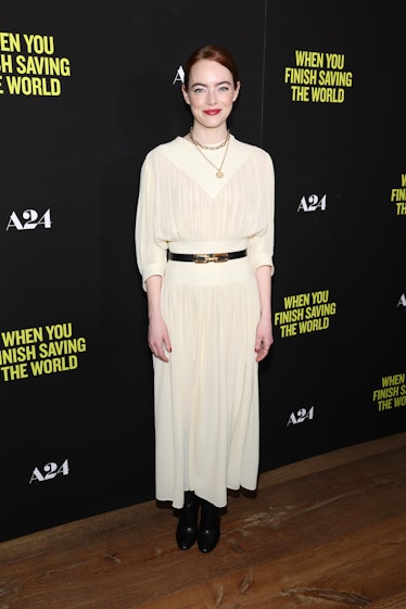 Emma Stone attends the screening of "When You Finish Saving The World" at Crosby Street Hotel on Jan...