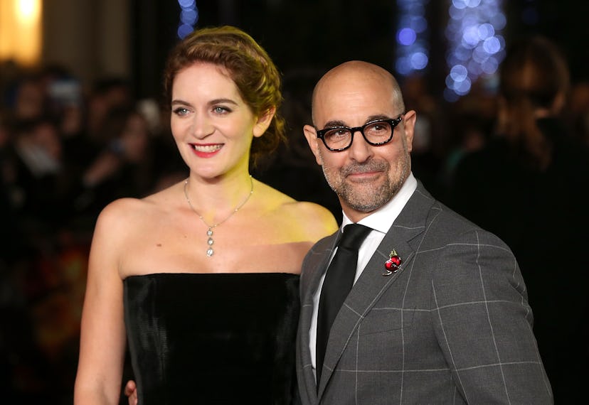 LONDON, ENGLAND - NOVEMBER 05:  Felicity Blunt and Stanley Tucci attends "The Hunger Games: Mockingj...
