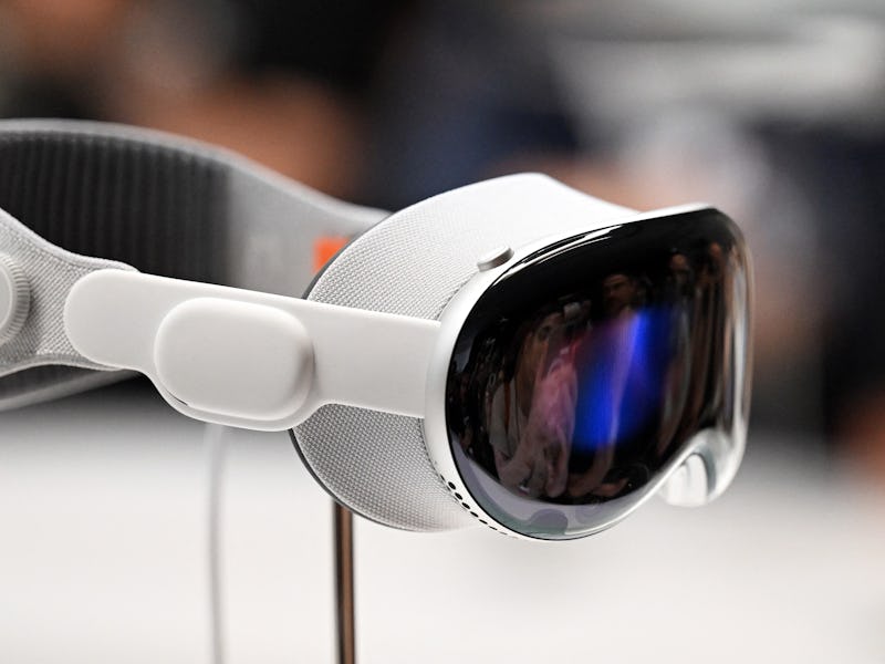 Apple's new Vision Pro virtual reality headset is displayed during Apple's Worldwide Developers Conf...