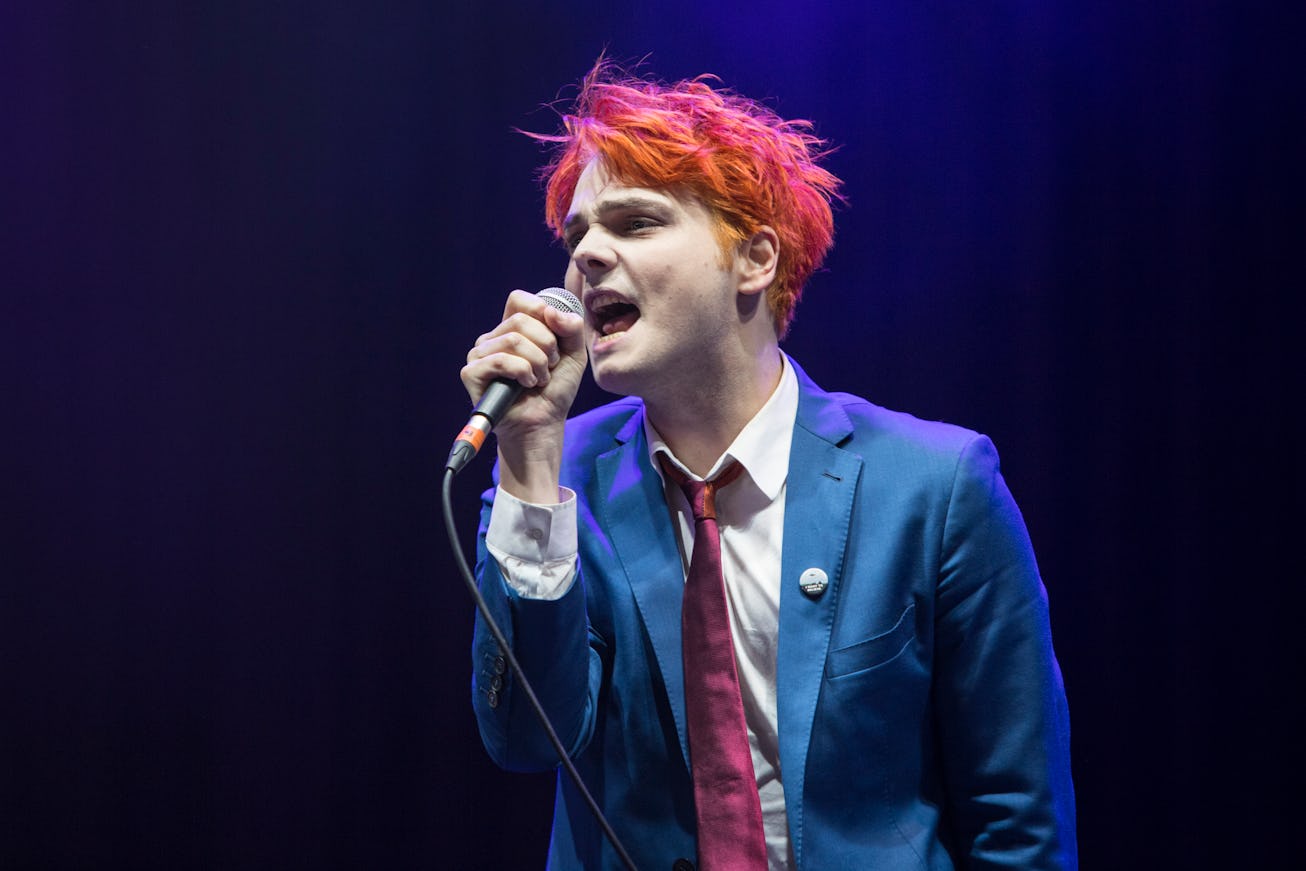 LEEDS, UNITED KINGDOM - AUGUST 23: Gerard Way performs on stage at Leeds Festival at Bramham Park on...