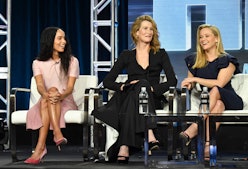 PASADENA, CA - FEBRUARY 08:  (L-R) Zoe Kravitz, Laura Dern and Reese Witherspoon speak onstage durin...