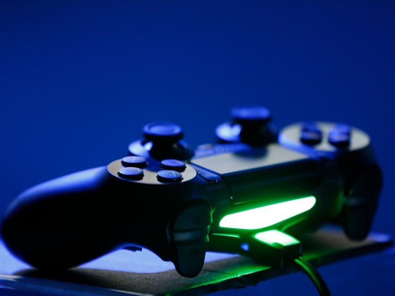 The game controller for a Sony Corp. PlayStation 4 console is displayed during the Sony E3 media eve...