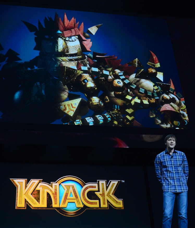 Video game designer Mark Cerny introduces the new game called Knack as Sony introduces the PlayStati...