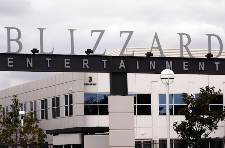 IRVINE, CALIFORNIA - JANUARY 18: The Blizzard Entertainment campus is shown on January 18, 2022 in I...