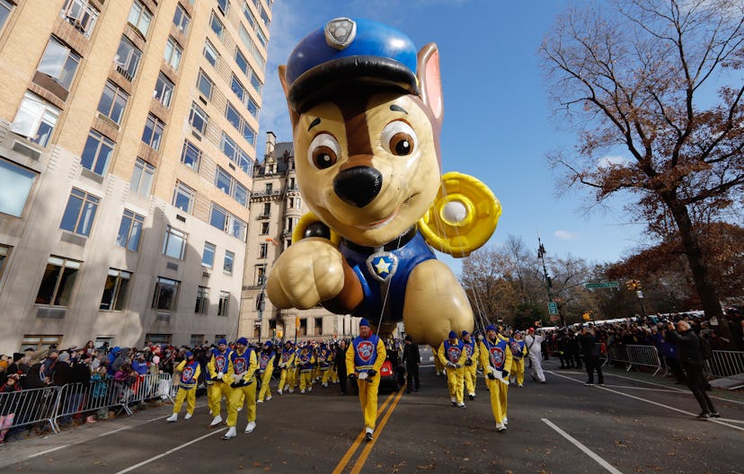NEW YORK, NY - NOV 28: The Chase From Paw Patrol balloon floats along Central Park West during the a...