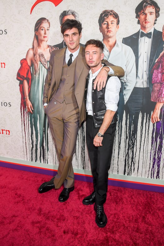 Jacob Elordi and Barry Keoghan at the premiere of "Saltburn" held at The Theatre at Ace Hotel on Nov...