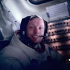 Photograph of Astronaut Neil Armstrong during the Apollo 11 space mission. Dated 1969. (Photo by Uni...