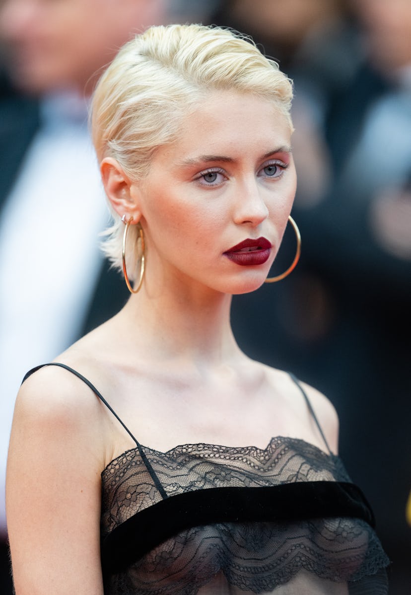 CANNES, FRANCE - MAY 17: Iris Law attends the "Monster" red carpet during the 76th annual Cannes fil...