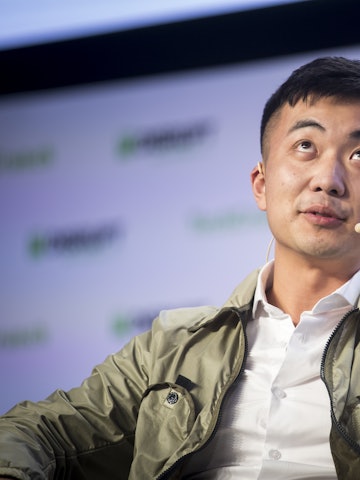 Carl Pei, co-founder of OnePlus, speaks during TechCrunch Disrupt 2019 in San Francisco, California,...