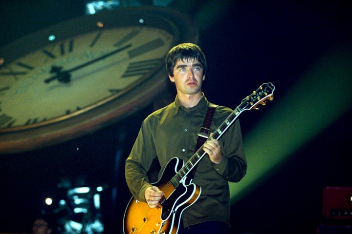 Oasis Performing At Earls Court Arena In London, Britain - 1997, Oasis - Noel Gallagher (Photo by Br...