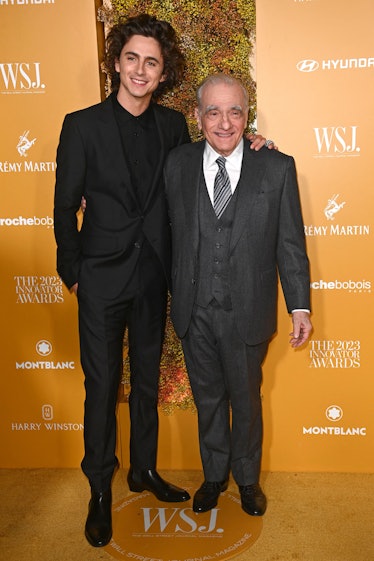 Timothee Chalamet (L) and US filmmaker Martin Scorsese 