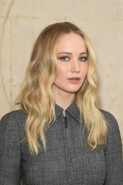 Jennifer Lawrence center-part hairstyle 2019