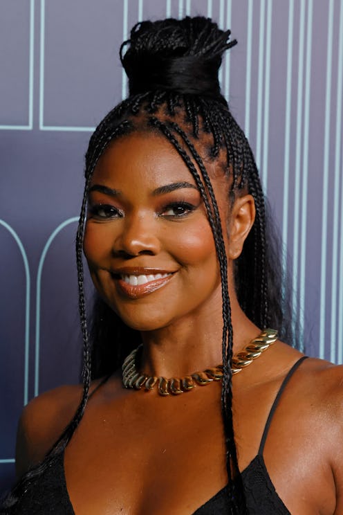 Gabrielle Union box braids half-up bun