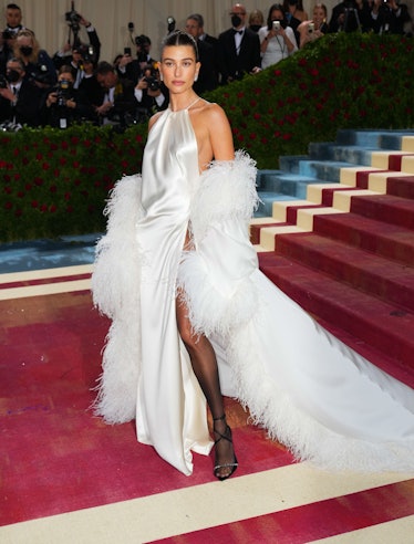 Hailey Baldwin Bieber attends The 2022 Met Gala Celebrating "In America: An Anthology of Fashion" at...