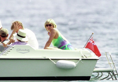ST TROPEZ, FRANCE - JULY 17 1997: FILE PHOTO Diana, Princess Of Wales (R) and youngest son HRH Princ...