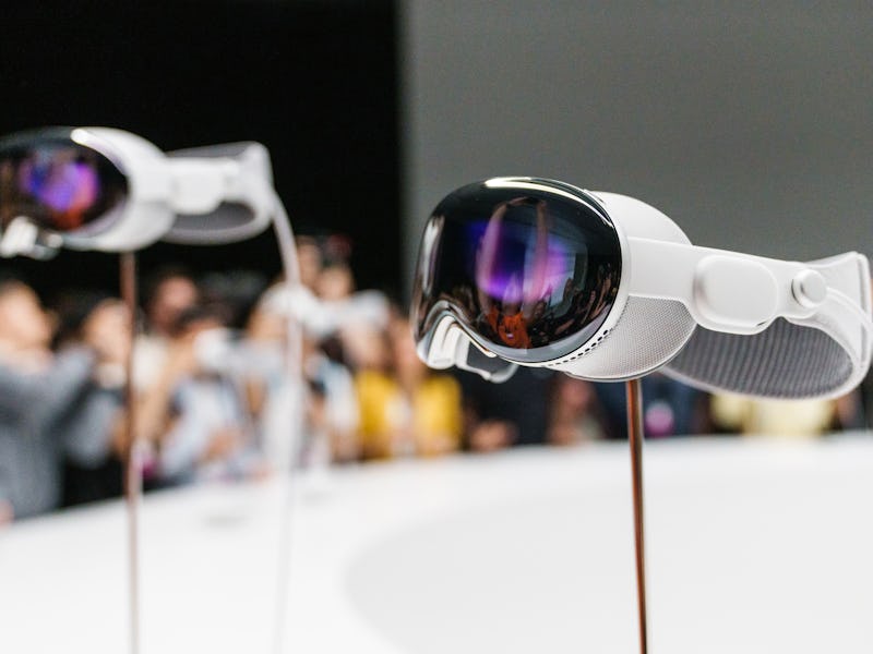 The Apple Vision Pro mixed reality (XR) headset during the Apple Worldwide Developers Conference at ...