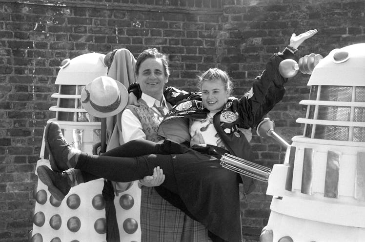 Sylvester McCoy as Doctor Who with his new assistant Ace, played by Sophie Aldred, pictured with Dal...