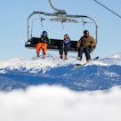 BRECKENRIDGE, CO - NOVEMBER 13: People ride up the mountain on a chair lift on opening day at Brecke...