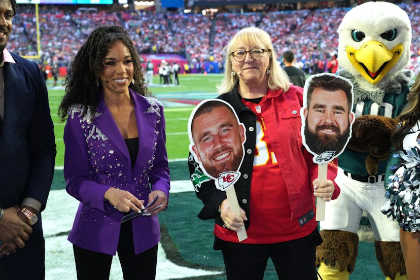 Donna Kelce, mother of Jason Kelce and Travis Kelce attends Super Bowl LVII at State Farm Stadium on...