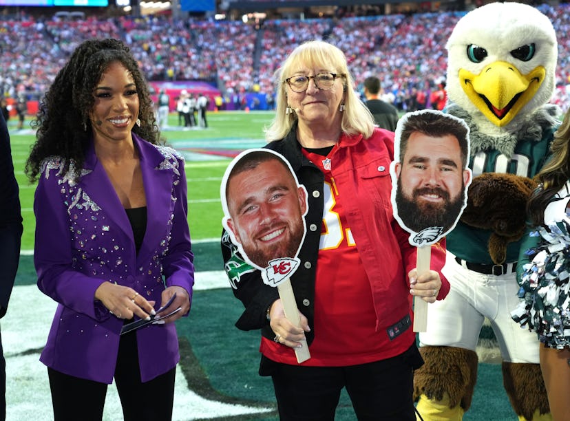 Donna Kelce, mother of Jason Kelce and Travis Kelce attends Super Bowl LVII at State Farm Stadium on...