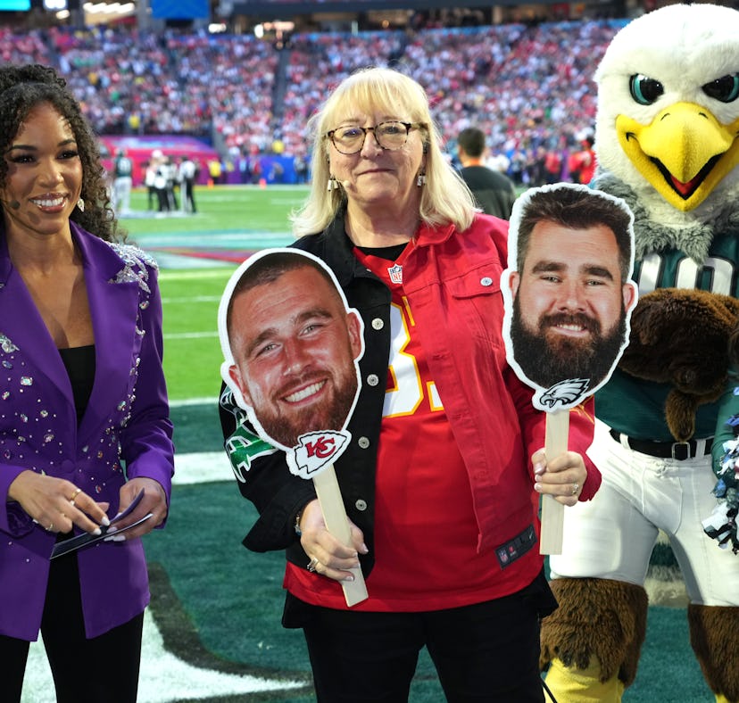 Donna Kelce, mother of Jason Kelce and Travis Kelce attends Super Bowl LVII at State Farm Stadium on...