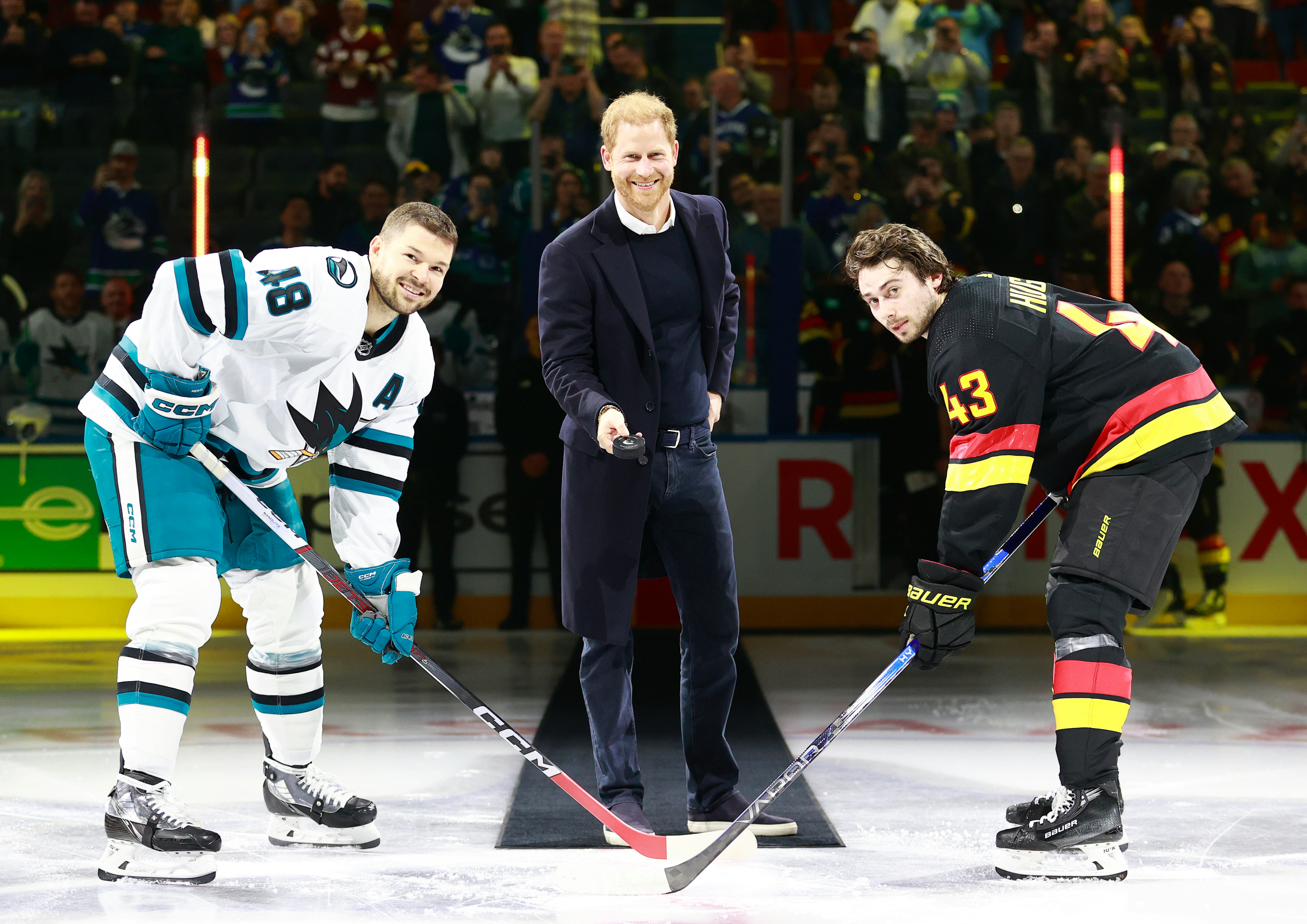Prince Harry at the Vancouver Canucks game in Canada.