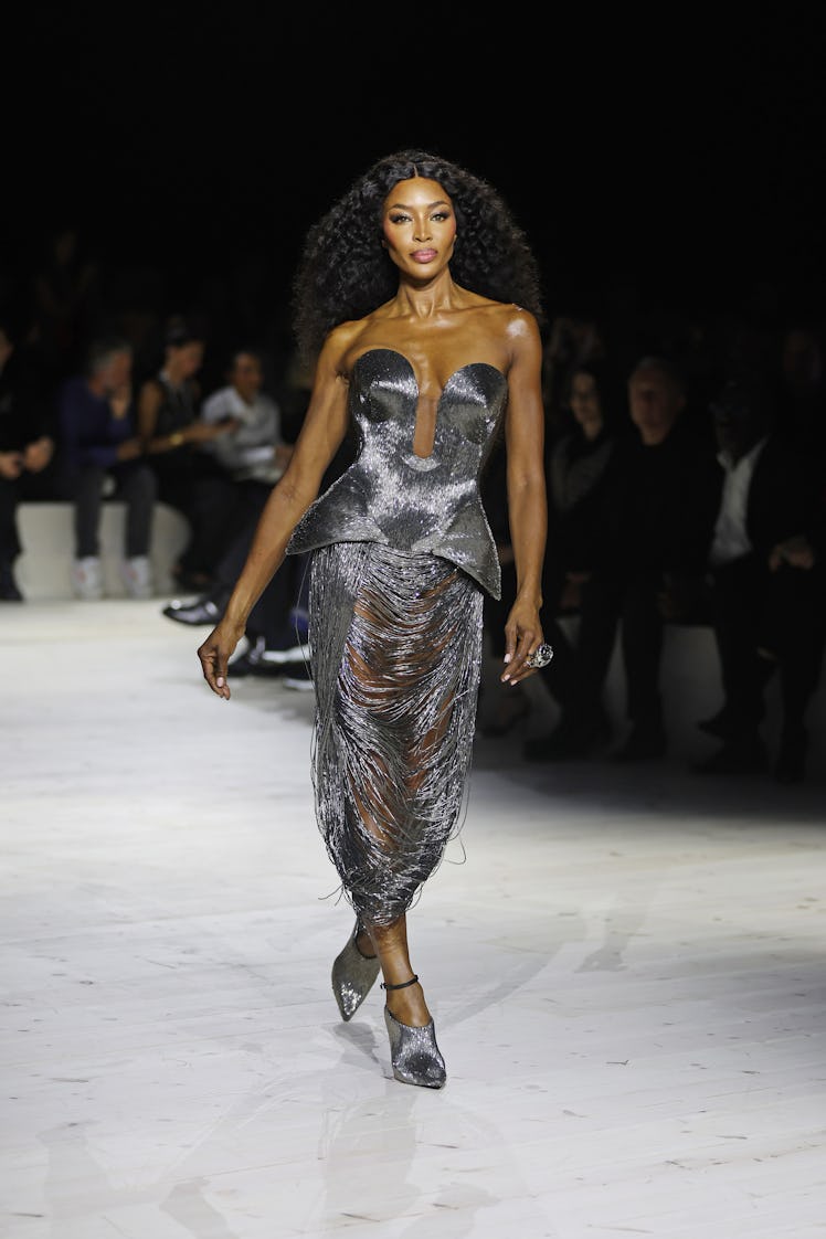 Naomi Campbell walks the runway at the Alexander McQueen SS24