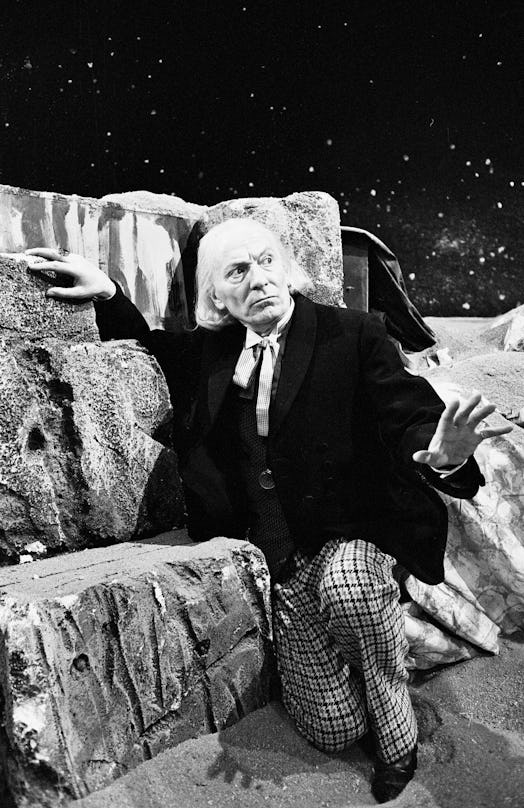 William Hartnell as the First Doctor in a black and white photo. (Photo by Sunday Mirror/Mirrorpix/M...