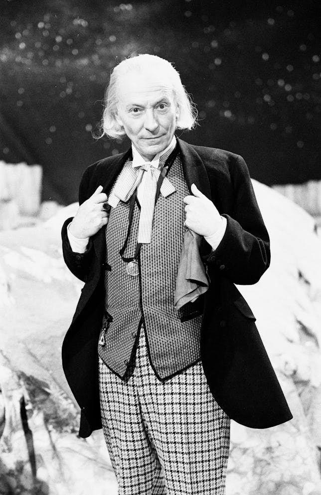 Actor William Hartnell - the first Doctor - pictured during rehearsals at Television Centre - Studio...