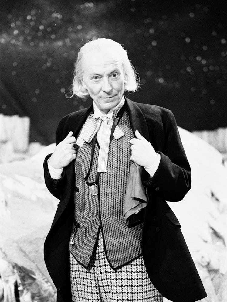 Actor William Hartnell - the first Doctor - pictured during rehearsals at Television Centre - Studio...