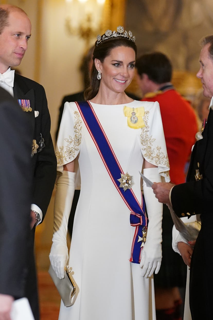 Prince William, Prince of Wales and Catherine, Princess of Wales attend the State Banquet at Bucking...
