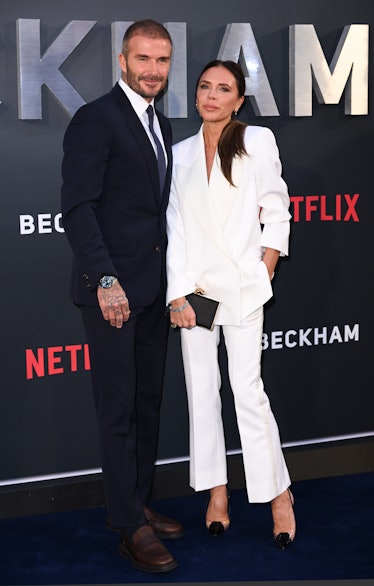 Victoria Beckham and David Beckham attend the Netflix 'Beckham' UK Premiere at The Curzon Mayfair on...