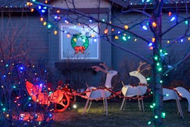Christmas decorations in front yard, in a story answering the question, is it safe to leave outdoor ...